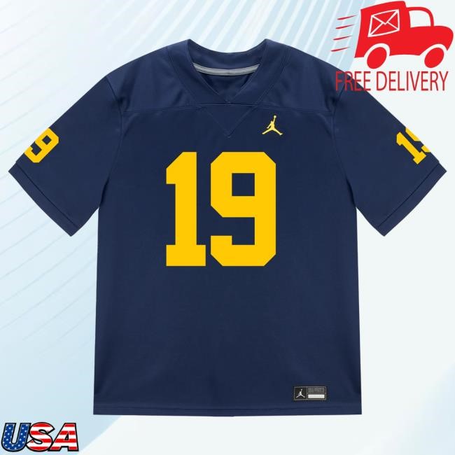 The M Den Michigan Wolverines #19 Bryce Underwood Student Athlete Blue Football Jersey Hot Shirt