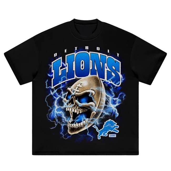 Official Sana Detroit Store Sana X Detroit Lions Skull Football Tee SanaDetroit