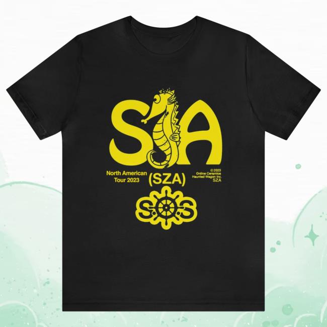 Official SZA Merchandise - Black SOS Seahorse North America Tour Shirt