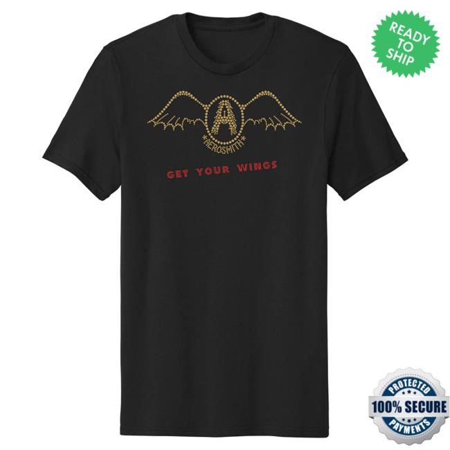 Official Aerosmith Merch Get Your Wings Bling Unisex Concert Crew Tee