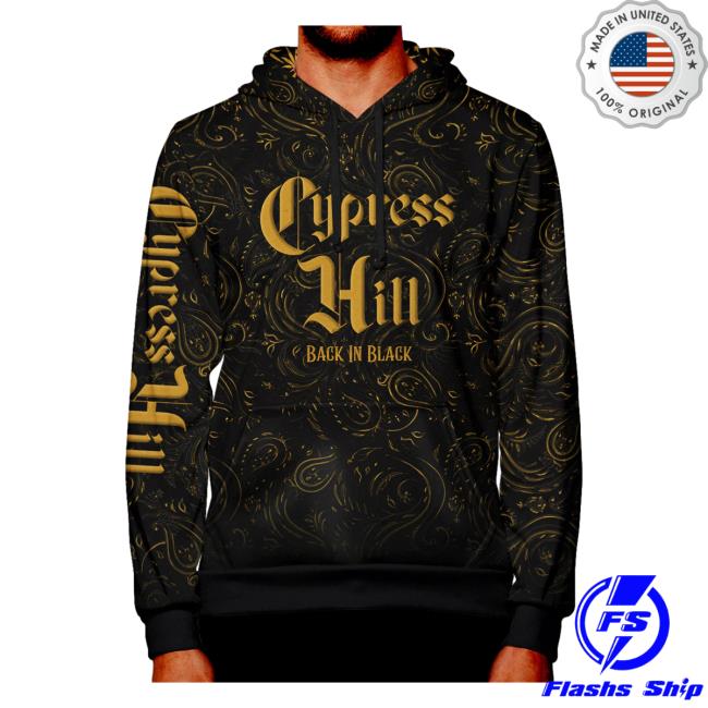 Official Cypress Hill Merch Cypress Hill Aop Back In Black All Over Print Pull Over Hoodie CypressHill