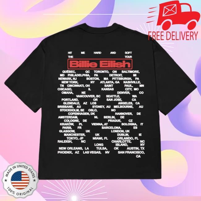 Glasses Graphic Hit Me Hard And Soft Tour 2025 Black Tee Billie Eilish