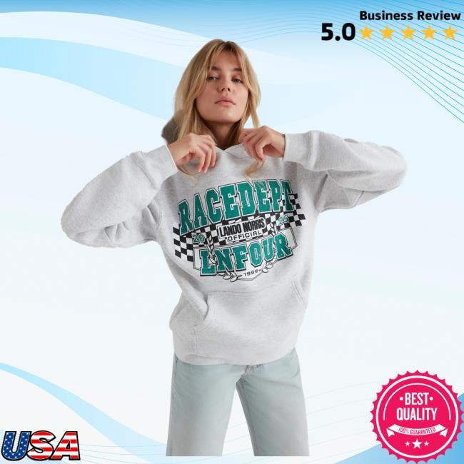 Official Lando Norris Merch Store Shop Race Dept Flag Hooded Sweatshirt - Grey