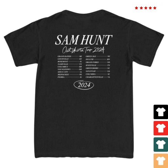 Official Sam Hunt Merch Outskirts 2024 Black Photo Top Shirt SamHunt Official Sam Hunt Merch Outskirts 2024 Black Photo Shirts SamHunt