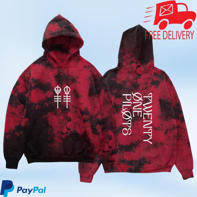 Official Twenty One Pilots Merch Store Keys Red Wash Sleeve Hoodie