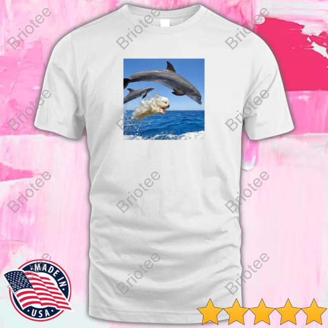Dog Riding The Waves With The Dolphins Sweatshirt