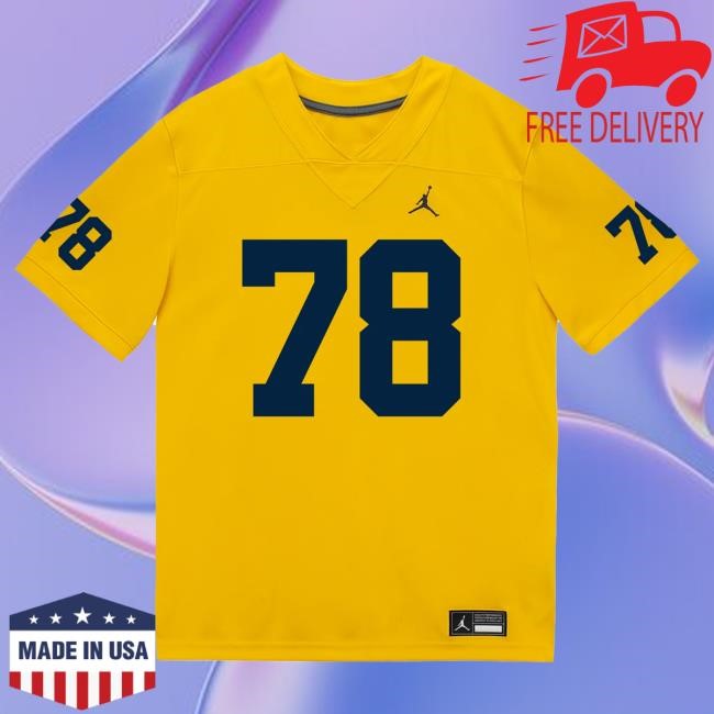 Michigan Wolverines #78 Lawrence Hattar Student Athlete Maize Football Jersey Shirts The M Den Shop