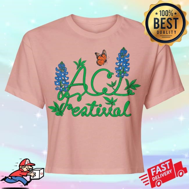 Acl Merch 2025 Women's Bluebonnet Lineup Crop Shirt Austin City Limits Music Festival