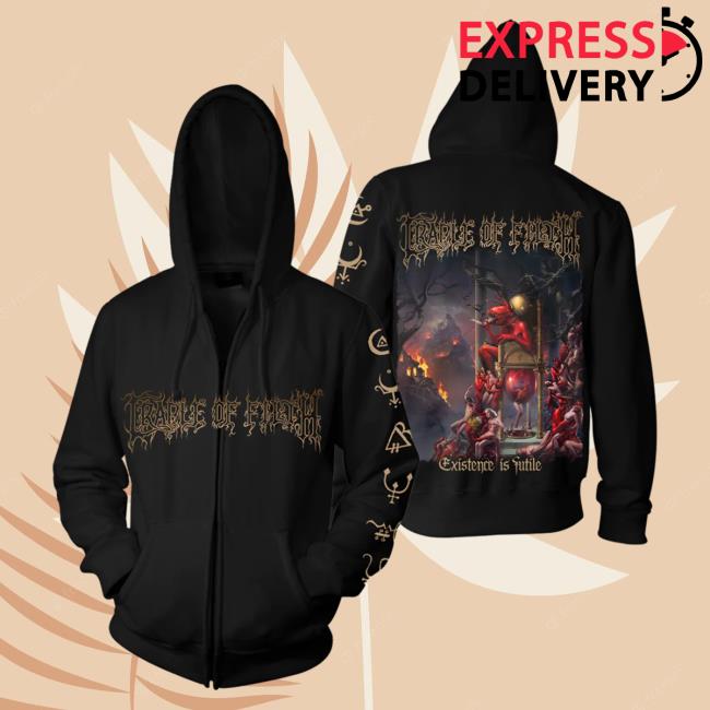 Official Night Shift Store Shop Cradle Of Filth - Existence Is Futile Zip Up Sweatshirt Hoodie Nightshift Merch