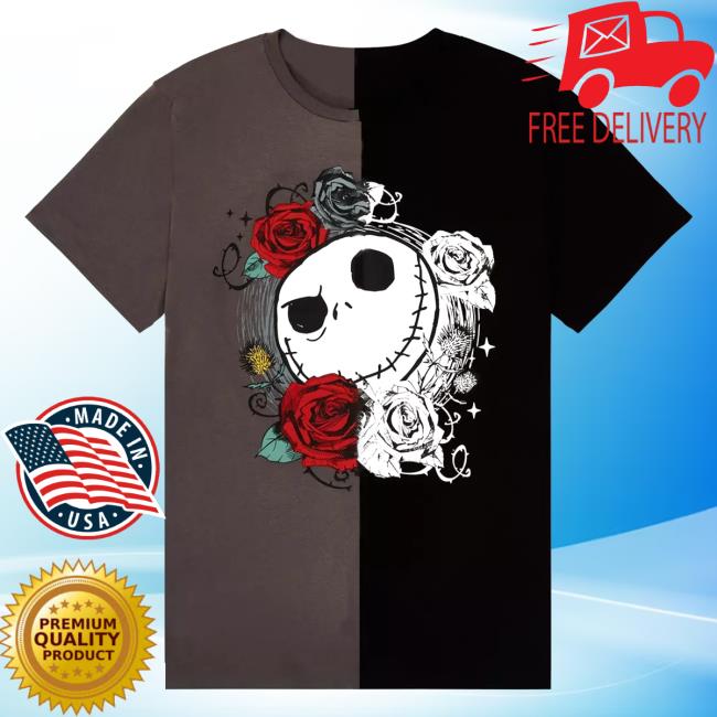 Official Box Lunch Clothing Shop Store Disney The Nightmare Before Christmas Jack Skellington Floral Split Color Block Tees Boxlunch Merch