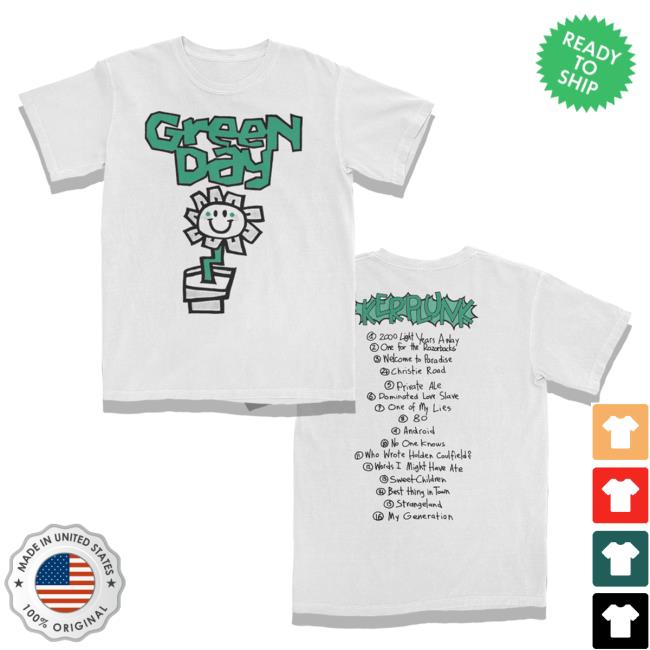 Official Green Day Merch Store Shop Green Day Kerplunk Flower Tracklist Shirt New GreenDay