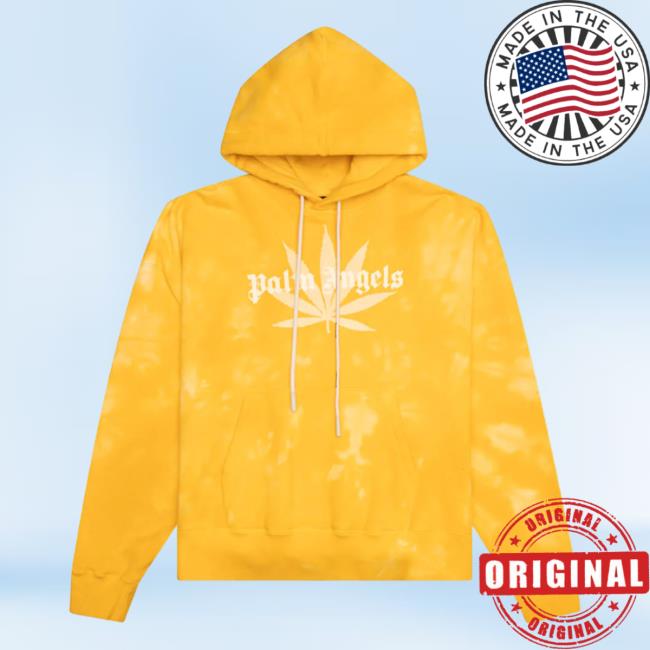 Official Feature Merch Store Shop Palm Angels Leaf Tie Dye Pullover Sweatshirt - Yellow Feature Apparel Clothing