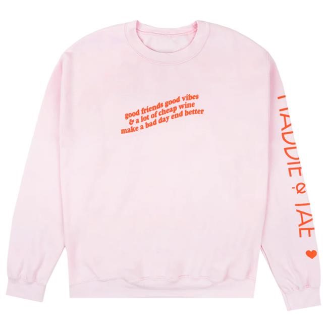 Official Maddie & Tae Store Good Friends, Good Vibes Light Pink Hood Maddie And Tae
