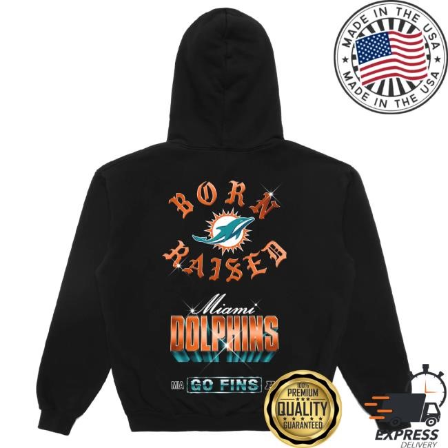 Unisex Born X Raised Black Miami Dolphins Chrome Rocker Hoodie