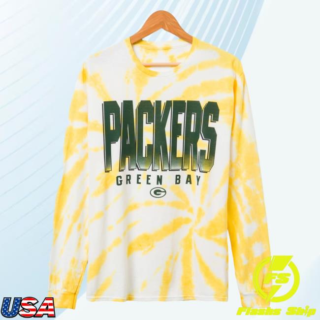 Official Junk Food Apparel Clothing Store Shop Junkfoodclothing Green Bay Packers Game Time Tie Dye Long Sleeve Tees Mustard Tie-Dye