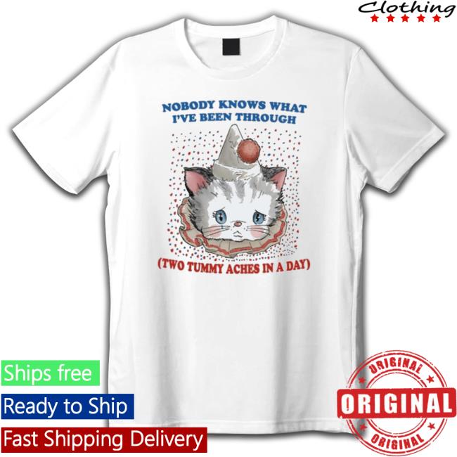 Official Cat Nobody Knows What I’Ve Been Through Two Tummy Aches In A Day Tee Shirt