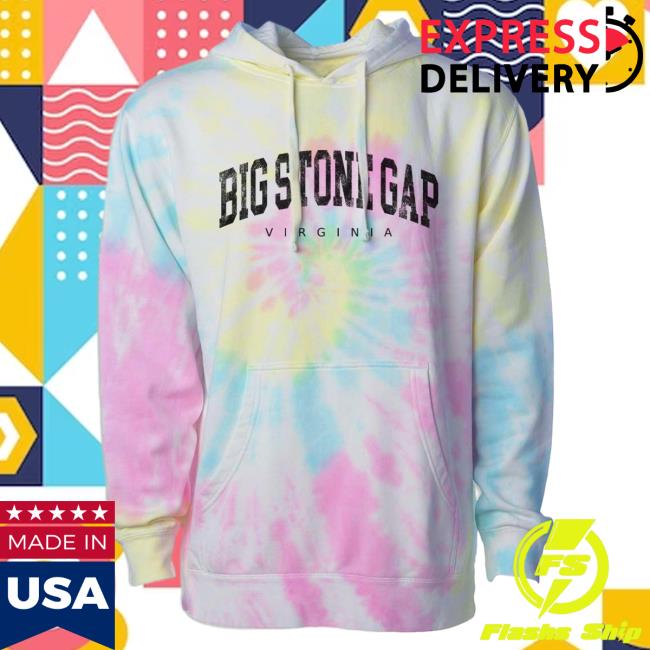 Official Hometown Apparel Clothing Merch Big Stone Gap Virginia Urban Vibe Tie-Dye Pullover Hoodie Tie Dye Sunset Swirl / Black