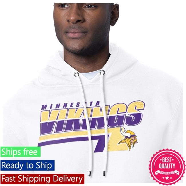 Official Minnesota Vikings Clothing Men's Starter Black Minnesota Vikings Logo Push Graphic Hoody MinnesotaVikings