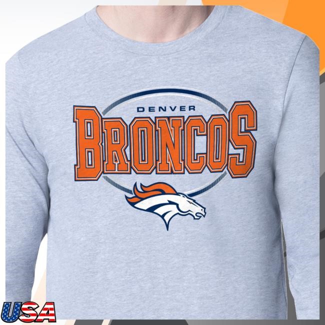 Men's Starter Navy Denver Broncos Team Track Graphic Long Sleeve Tees DenverBroncos