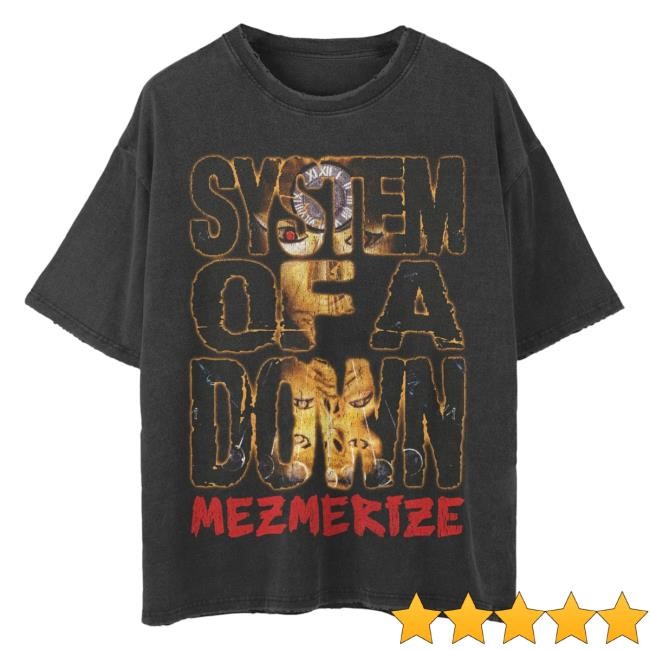 Official System Of A Down Merch Mezmerize Stacked Logo Tee