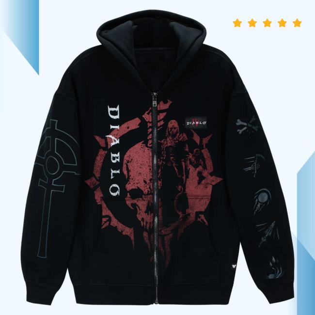 Official Blizzard Merch Store Diablo Iv Necromancer Zip-Up Attractive Hoodie