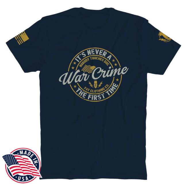Official The Fat Electrician Merch Bunker Branding War Crime Tshirt Navy