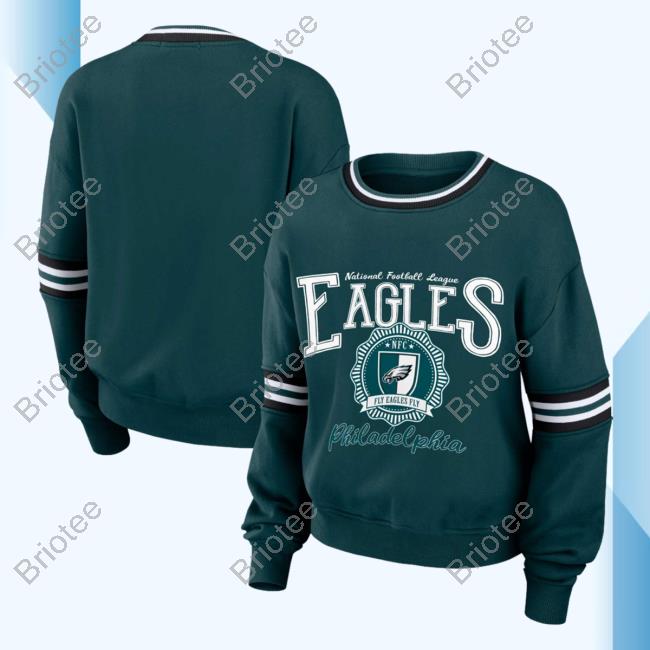 Official PhiladelphiaEagles Clothing Merch Store Shop Wear By Erin Andrews Green Philadelphia Eagles Prep Pullover Hoodie