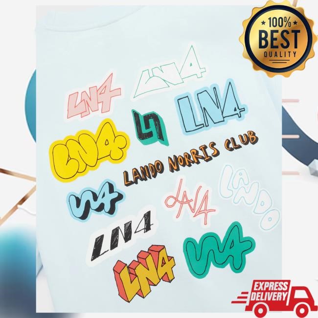 Official Lando Norris Merch Sticker Hot Shirt - Sky Blue LandoNorris