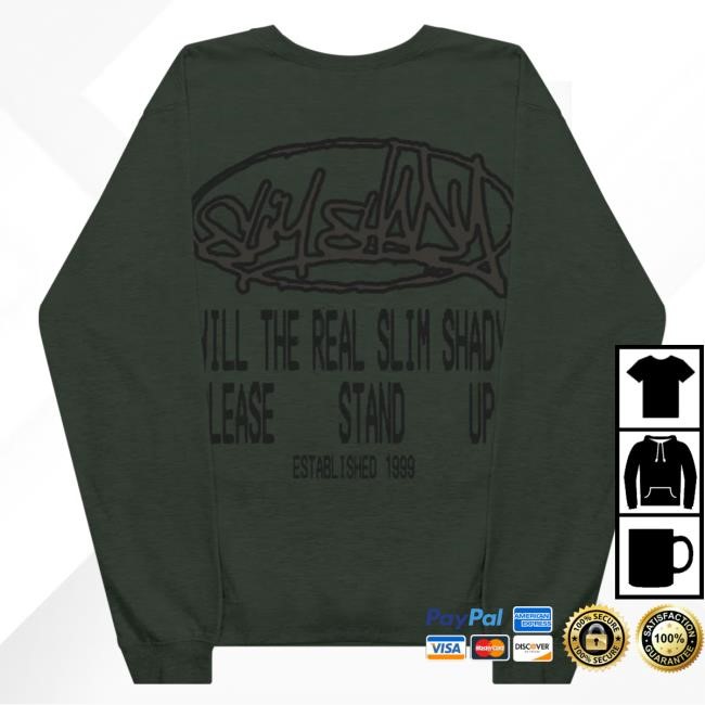 Official Eminem Store Merch Eminem Plz Stand Popover Sweatshirt (Green) Slim Shady