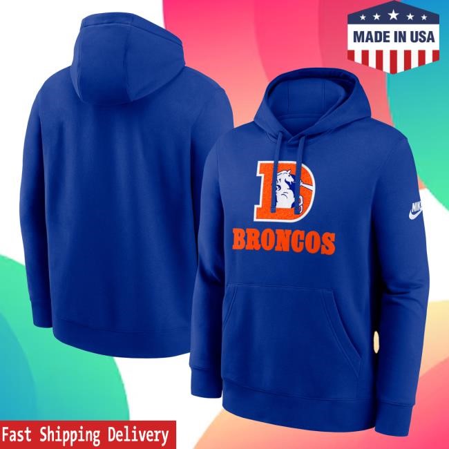 Official Denver Broncos Men's Nike Royal Denver Broncos Best Season Rewind Club Pullover Hoodie DenverBroncos