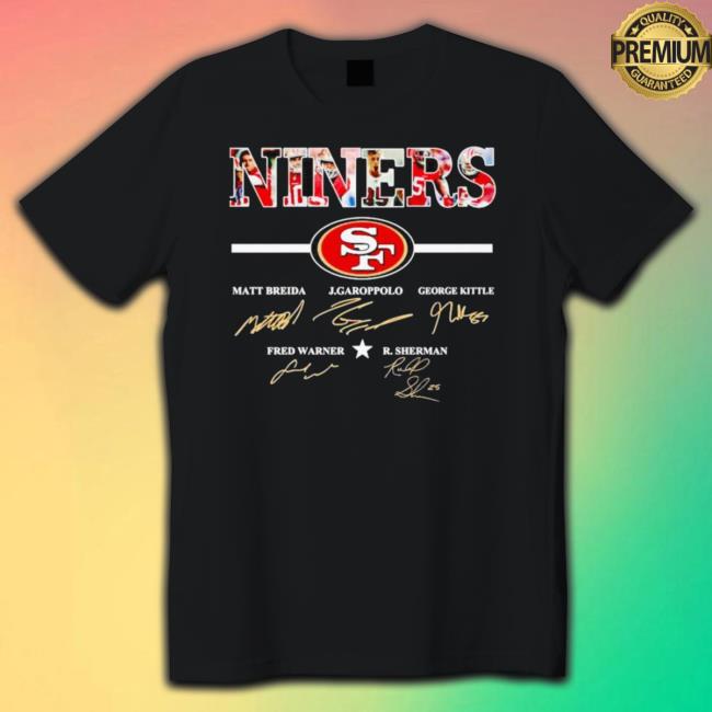Niners Matt Breida J.Garoppolo George Kittle Fred Warner R.Sherman Sf 49Ers Signatures Hooded Sweatshirt