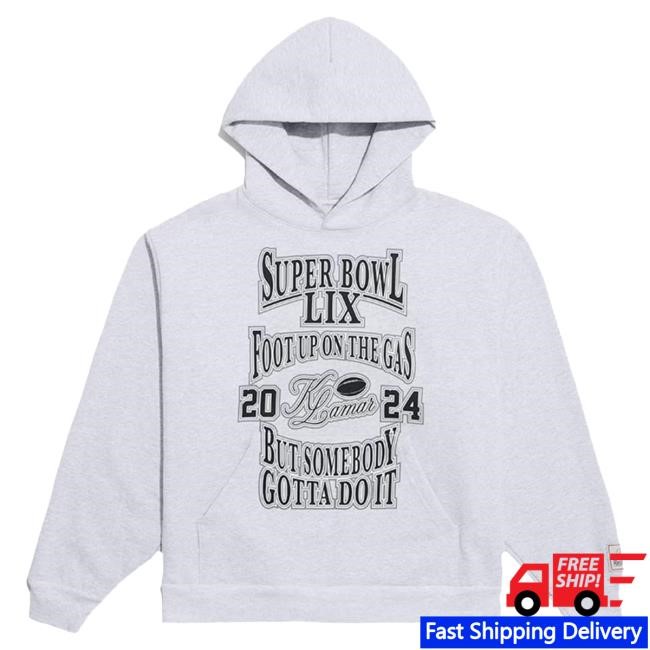 Official Kendrick Lamar Unisex Super Bowl LIX Foot Up On The Gas Hooded Sweatshirt - Gray Official Kendrick Lamar Unisex Super Bowl LIX Foot Up On The Gas Hoodies - Gray