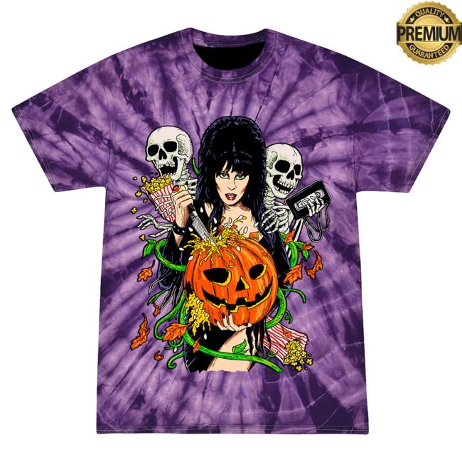 Official Cavity Colors Elvira: Creepy Carver - T-Shirts (Purple Tie-Dye)