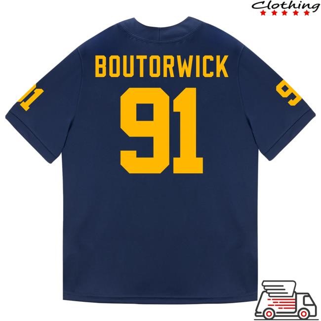 The M Den Michigan Wolverines #91 Evan Boutorwick Student Athlete Blue Football Jersey Tees