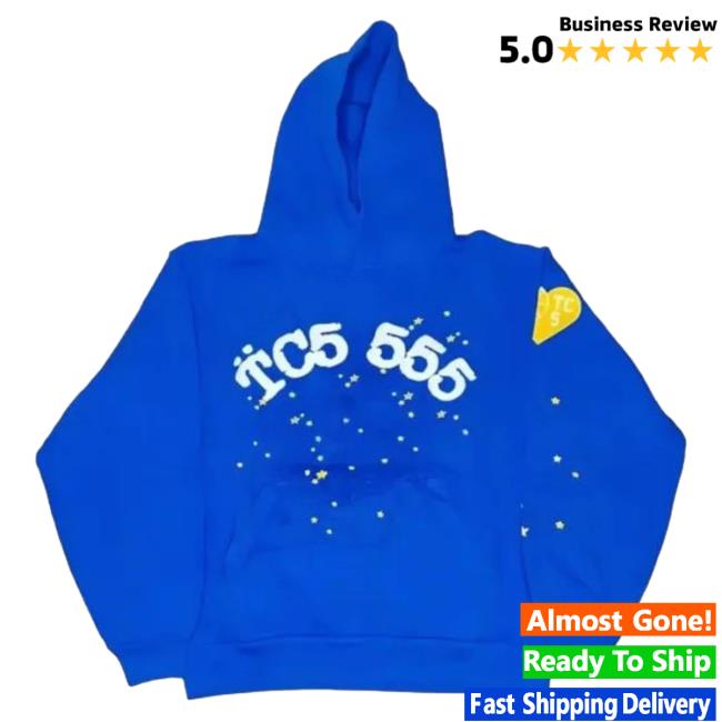 Official Sp5der Clothing Apparel Tc5 Sp5der Pullover Sweatshirt – Blue Sp5der Merch Store Shop
