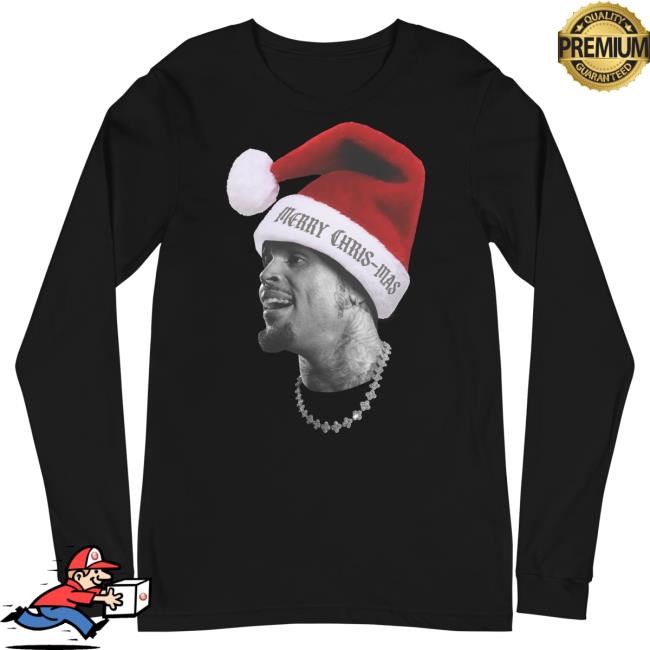 Official Chris Brown Merch Store Merry Chris-Mas Big Head Long Sleeve Tees