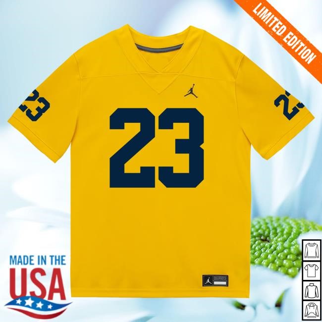 The M Den Michigan Wolverines #23 Cole Sullivan Student Athlete Maize Football Jersey T Shirt