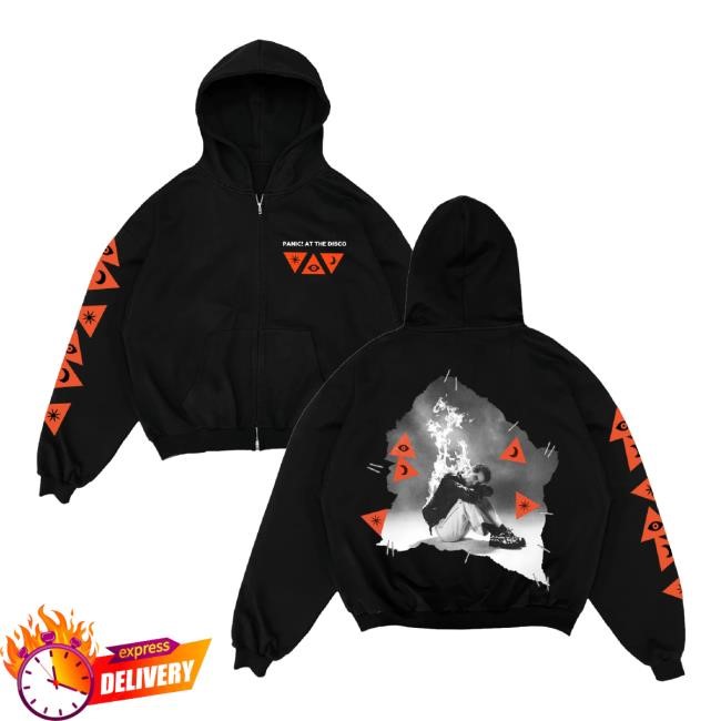 Official Panic! At The Disco Merch Store Eu/Uk Tour Admat Zip Hoodie Panic! At The Disco