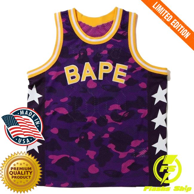 Official Fresh Society Bape Color Camo Basketball Jersey Tank Top - Purple Tshirt
