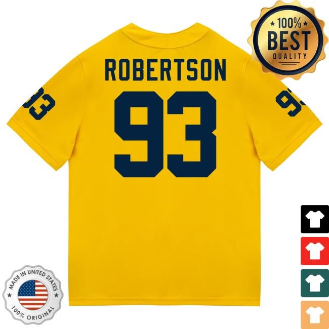 Michigan Wolverines #93 Hunter Robertson Student Athlete Maize Football Jersey Tees The M Den Shop Official Michigan Wolverines #93 Hunter Robertson Student Athlete Maize Football Jersey Shirt The M Den Shop Official