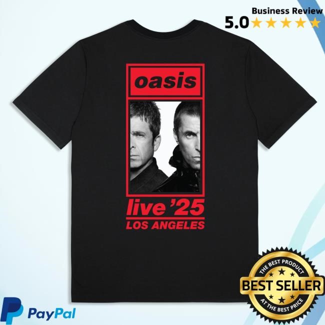 Official Oasis Tour Merch Live '25 Los Angeles Event Shirts 6th September Black