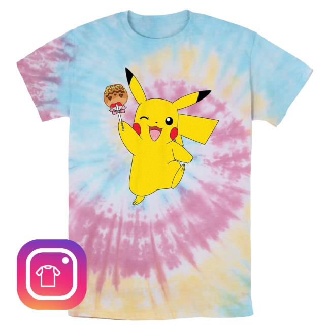 Official Kohls Apparel Clothing Store Shop Merch Pokémon Pikachu Sweet Caramel Apple Spiral Tie Dye New Shirt